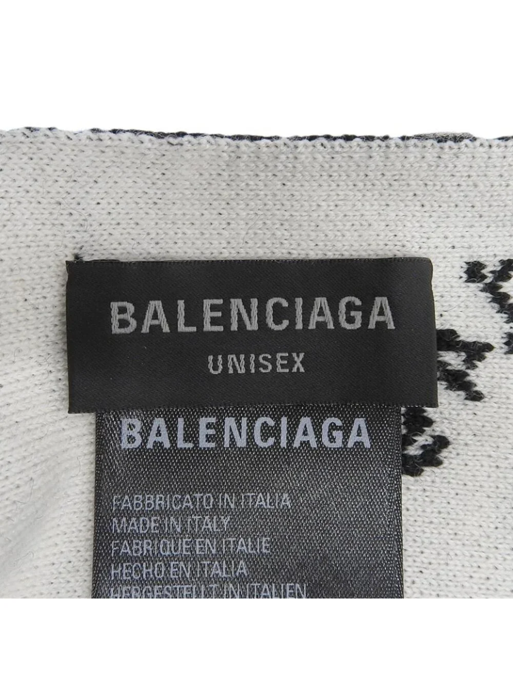 Balenciaga Logomania All Over Wool Reversible Scarf Black White